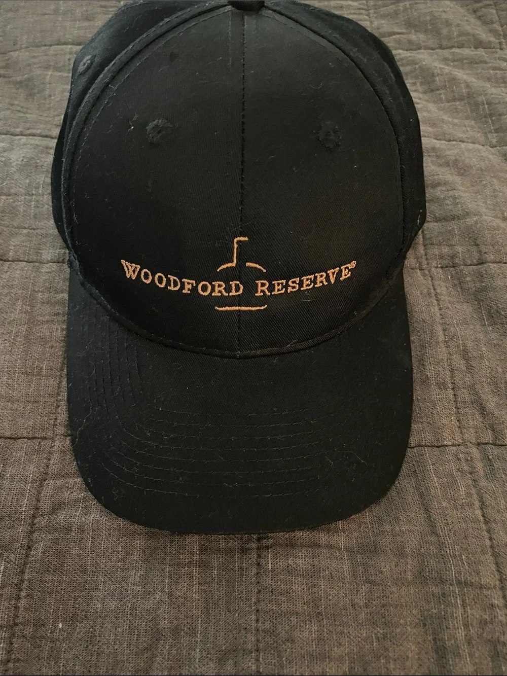 Woodford Reserve Black Baseball Cap with Gold Embroidered Logo